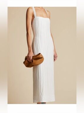 Khaite Fabia White crinkled-organza midi dress